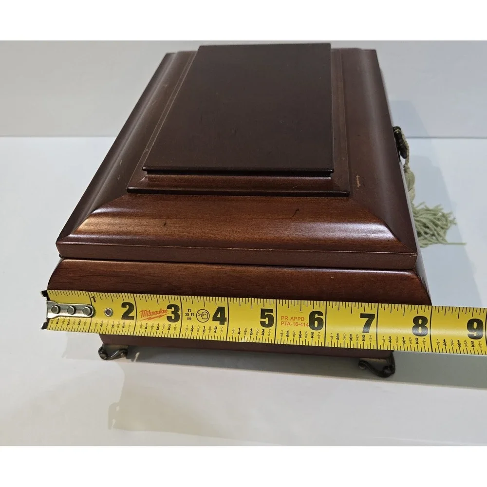 1998 Bombay Company Music Jewelry Box Cherry Wood Chest WONDERFUL WORLD Song